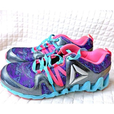 REEBOK Zig Big N' Fast Fire Size 6.5 GS # AR1760 Black / Pink / Purple/ Blue