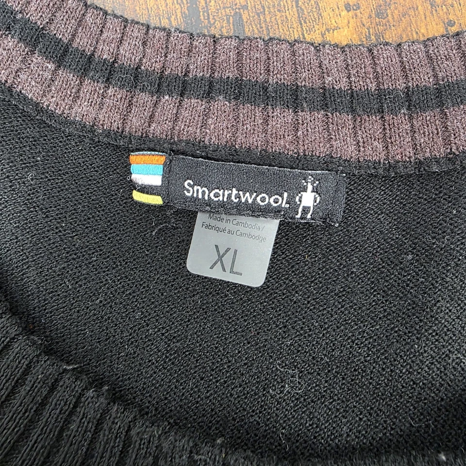 SmartWool Sparwood Stripe Crew Sweater Black-Flint Heather Merino Blend Mens XL - Image 4 of 4