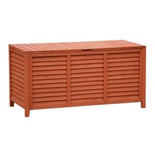 WOODEN GARDEN STORAGE DECK BOX 250L TOOL CHEST OUTDOOR PATIO FURNITURE CONTAINER