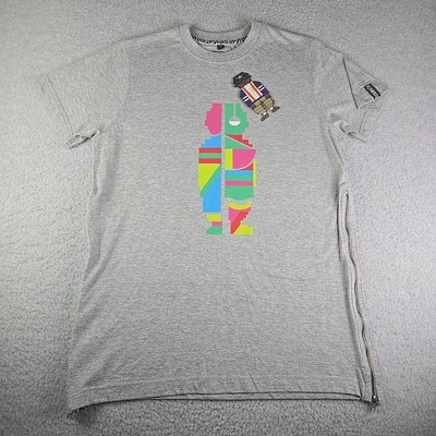 RichWierdo Digital Nerd Side Zip T-Shirt Men's Size Small Gray Colorful NWT