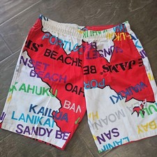 ORIGINAL JAMS Shorts Surf Line Vibrant Cotton Graphic Print Vintage XL