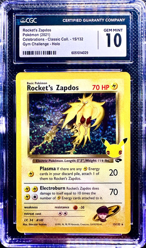 Rocket's Zapdos (Unlimited) graded CGC 10 for sale on eBay