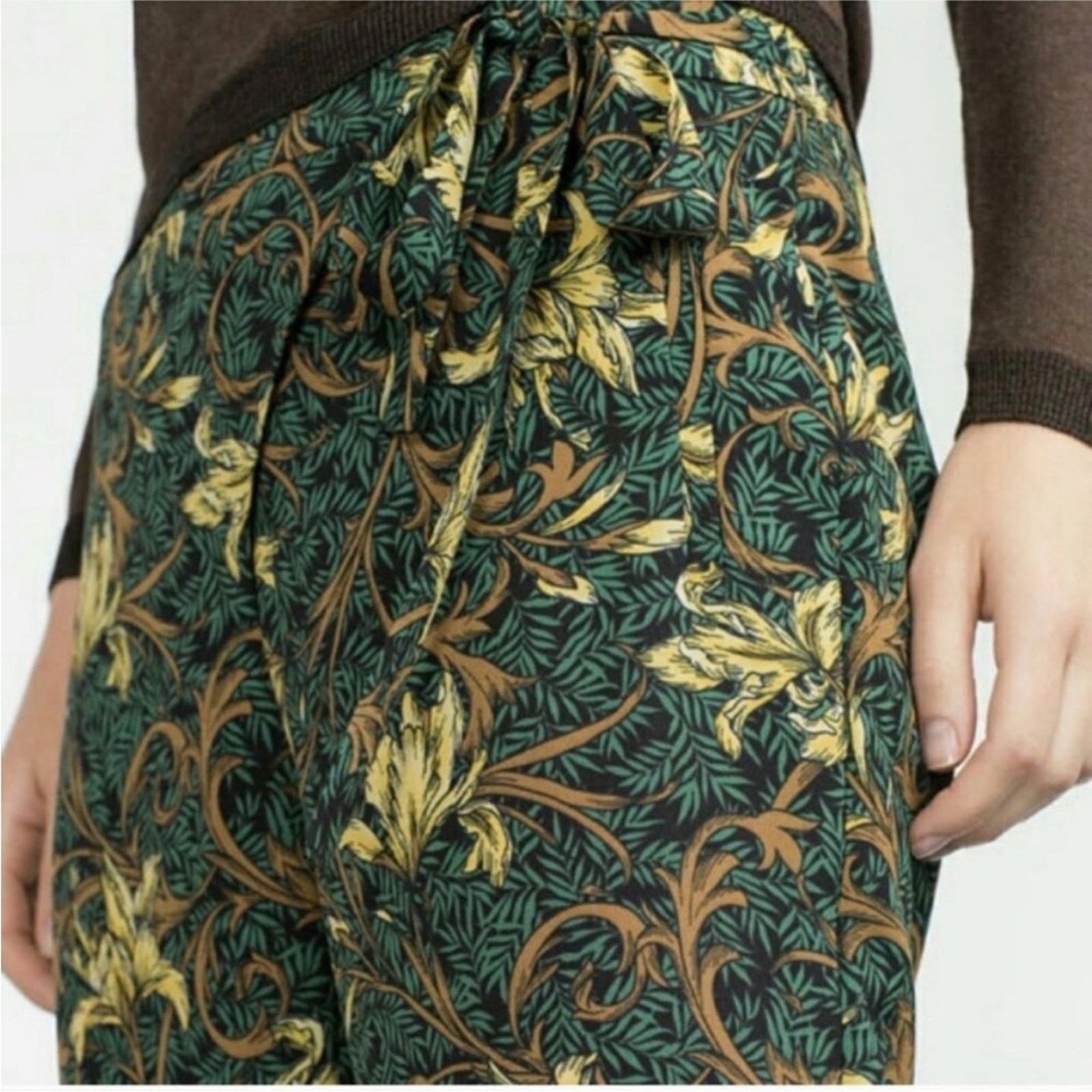 Zara Basic Tropical Leaf Print Side Tie Loose Ank… - image 14