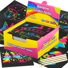150 Rainbow Scratch Paper Art Stocking Stuffers Party Favors Art Craft Notes
