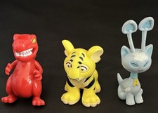 Neopets Mini Yellow Kougra, Cloud Aisha, And Red Dino. Thinkway Toys. Lot Of 3