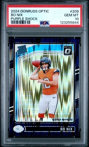 2024 PANINI DONRUSS OPTIC PURPLE SHOCK #209 BO NIX PSA 10