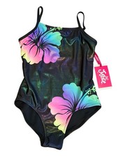 JUSTICE Girls One Piece Swimsuit Black Shimme...