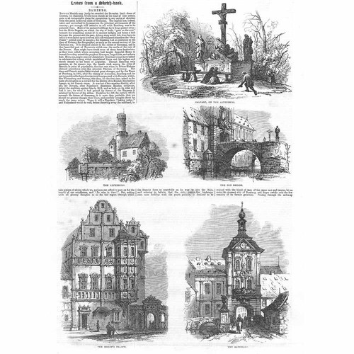GERMANY Views in the Town of BAMBERG - Antique Print 1866