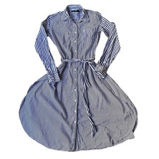 Lauren Ralph Lauren Blue White Stripe Shirt Dress Belted Cotton Womens Size 4