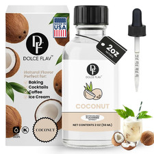 Dolce Flav Natural Coconut Extract &ndash; 2 Ounce Water-Soluble Kosher, Sugar-Free, C