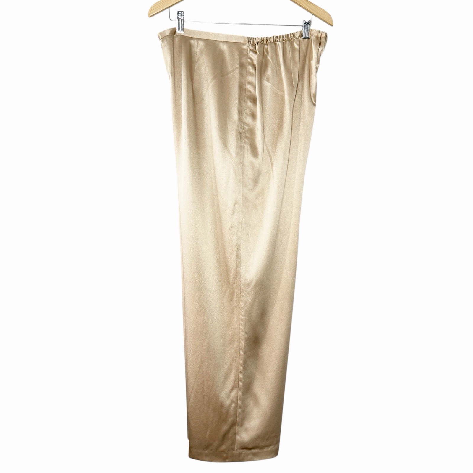 Bloomingdale’s Womens 100% Silk Satin Pants 18W Champagne Quiet Luxury Pull On