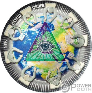 NEW WORLD ORDER Great Conspiracies 2 Oz Silber Münze 10$ Palau 2021