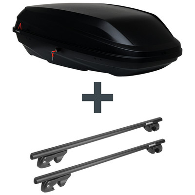 Dachbox G3 BiCube 400+ + Dachträger Menabo Sherman für Chrysler Voyager V RT Top
