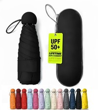 Mini Umbrella for Purse with Case, Sturdy Travel Essentials, UV Sun Protectio...