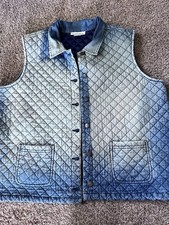 Women s oversized 2x Quilted vest Blue denim