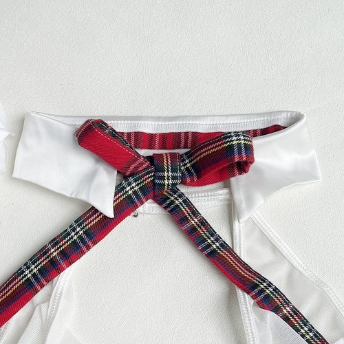 Role Play Costume Sexy Schoolgirl Nightdress Plaid Pattern Women's Underwear - Picture 8 of 24