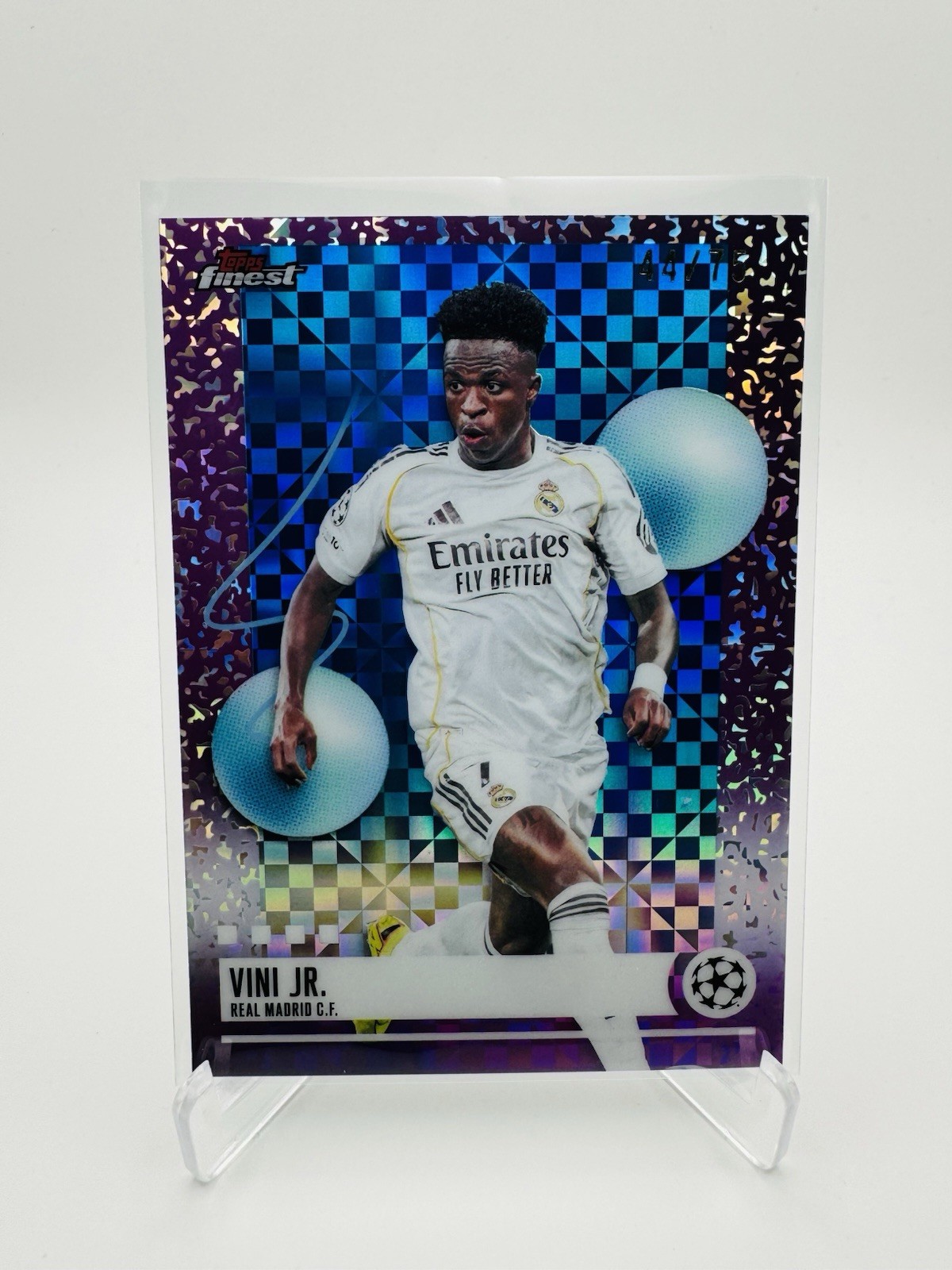 2025-26 Topps Finest UEFA Vini Jr. - Uncommon Blue Checkerboard /75