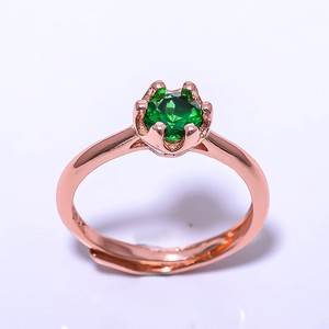 Authentic Emerald Quartz (Lab-Created) 925 Silver Rose Gold Plated Ring s.Adjst C376-10_3