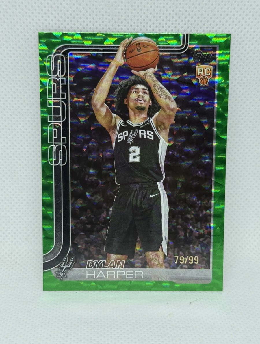 2025 Topps Dylan Harper Green Crackleboard Foil RC #202/99 San Antonio Spurs