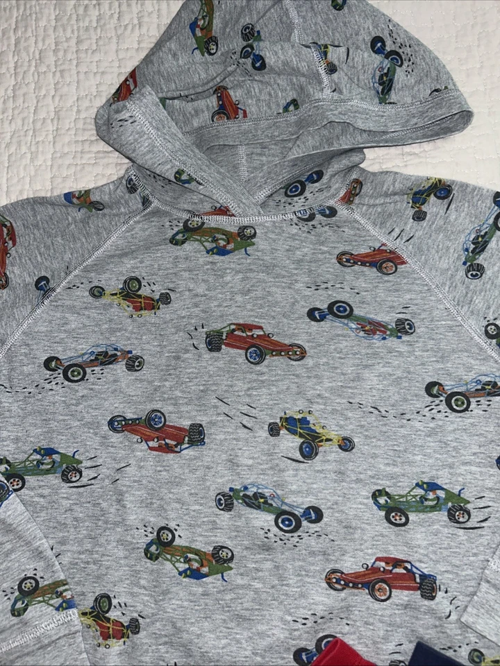 Camisa Hanna Andersson Niños Coche de Carreras 140 10 Gris Manga Larga Algodón 2 Parte Inferior Libre Foto 2 de 4