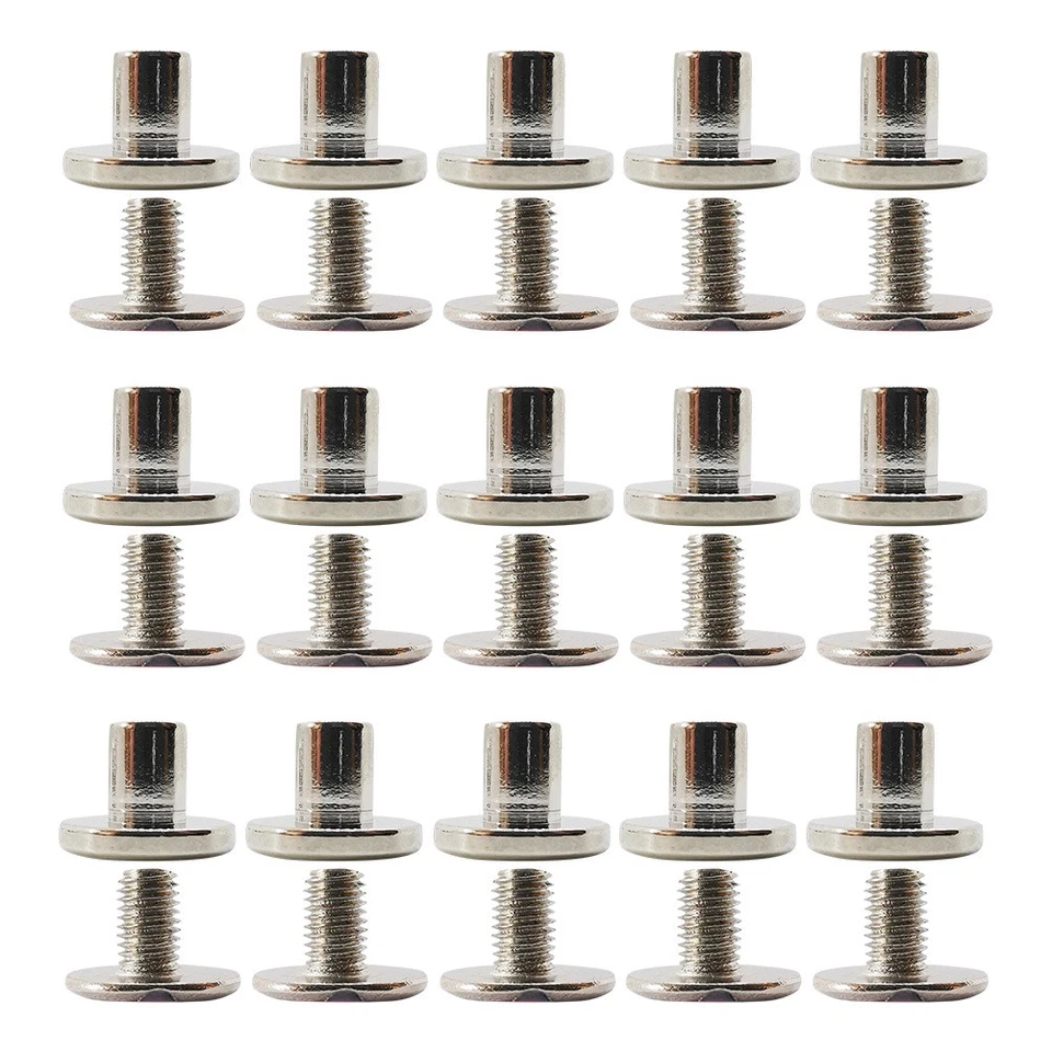 Rivetti in pelle rotondi con perno a testa piatta in rame da 15 pezzi per borsa - Immagine 2 di 4