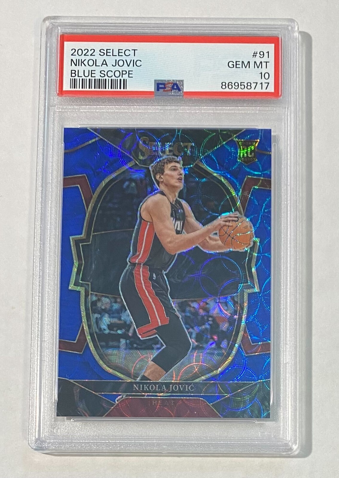 2022 Panini Select Nikola Jovic Blue Scope Prizm /249 RC #91 PSA 10 GEM MINT