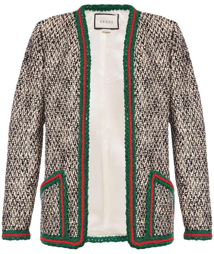 ジャケット GUCCI SS24 'Morsetto' blazer (761186ZAOPD 2014) Gucci Size 38 Web Blazer Tweed Jacket Black Ivory 610060
