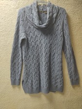 Jeanne Pierre Sweater Dress Womens Medium Blue Cowl Neck Chunky Tunic 