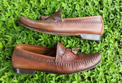 Mezlan Crocodile Loafer Dress Shoes Mens Size 9.5 Brown Red 