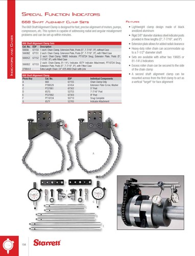 Starrett S668CZ - Shaft Alignment Clamp Set w 2 Ea Chain Clamps & Indicators USA - Foto 3 di 4