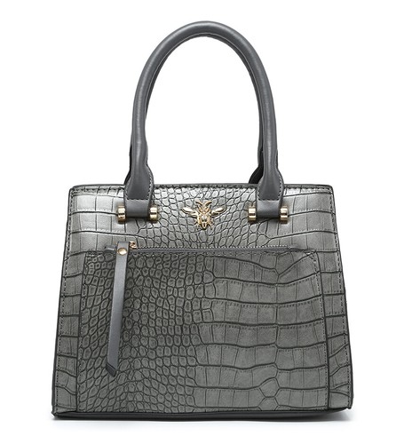 Bolso de mano pequeño de hombro de cuero sintético para mujer con patrón de cocodrilo decorativo de bolsillo frontal - Imagen 12 de 22