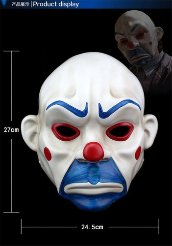 The Dark Knight Batman Joker Clown Bank Robber 1:1 Resin Mask Halloween Cosplay - Picture 8 of 15