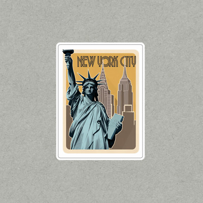 Vintage New York City Travel sticker - Iconic Statue of Liberty Art ...