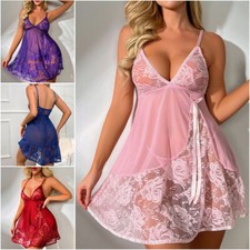 Plus Size Women's Sexy Lingerie Babydoll Sleepwear Nightgown Thong Set Underwear