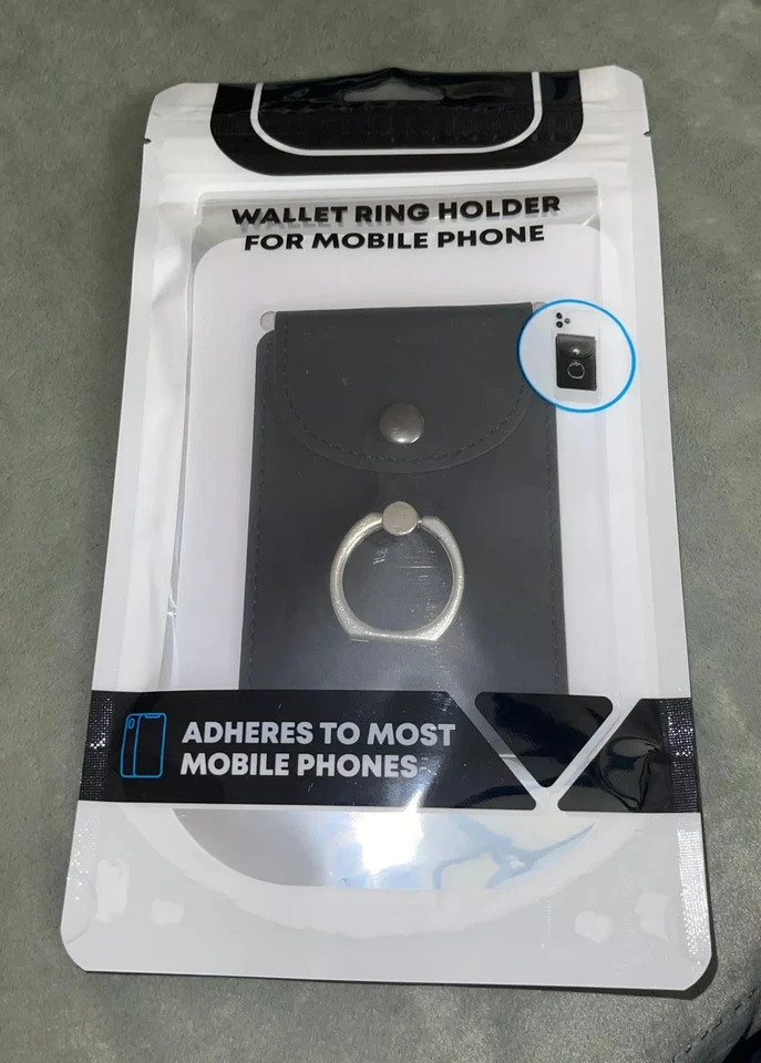 Cartera Bolsillo Ranura para Tarjetas Soporte para Anillo para Teléfono Celular Móvil Cuero PU Foto 2 de 4