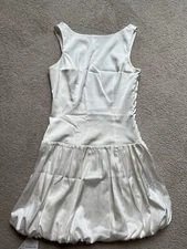 Abercrombie & Fitch Satin Bubble Hem Open Back Dress Pearl Whit Satin Sleeveless