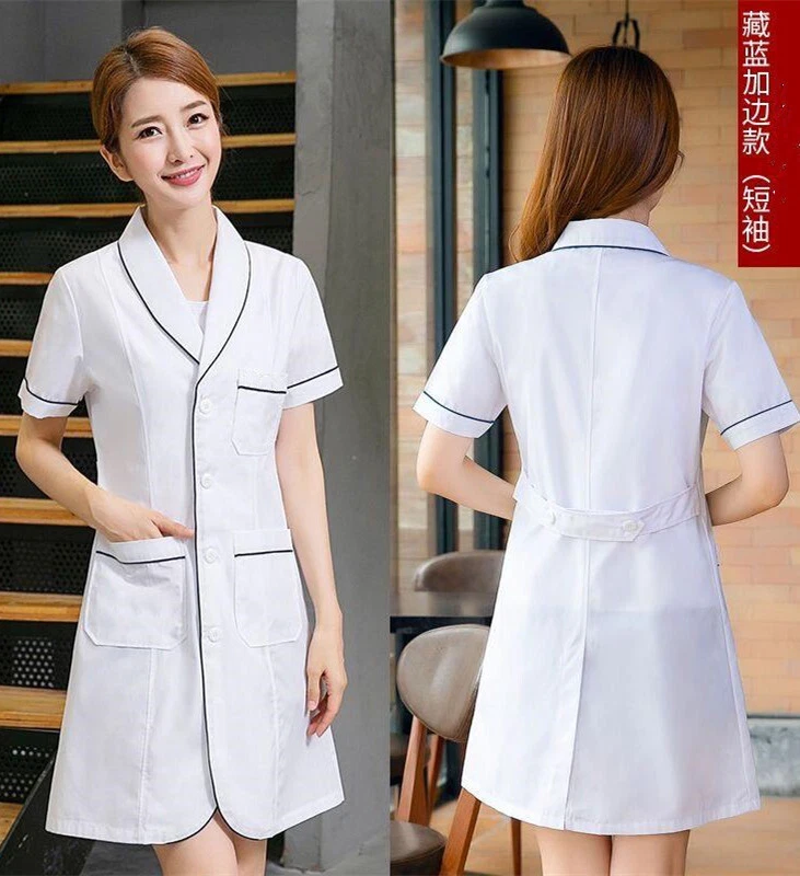 Women Nurse Female Doctor White Dress Beautician Lab Coat Work Clothes - Image 2 of 4