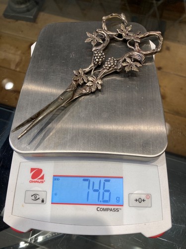 VTG ANTIQ H HOOYKAAS DUTCH NETHERLANDS 835 STERLING SILVER GRAPE LEAF SCISSORS - Picture 5 of 5