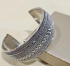 925 Sterling Silver Braided Cuff Bracelet Made in Thailand Boho Chic City