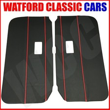 MGB GT & Roadster Pair Classic style new door cards 1968-80 Black with Red Trim 