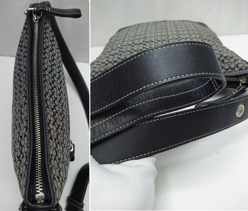 Borsa a tracolla Coach Nera Firma Mini C in pelle finiture in pelle tasca esterna