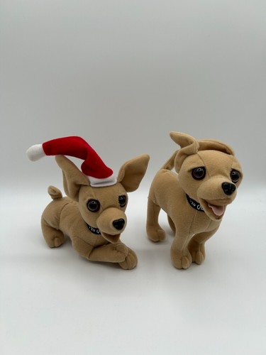 Applause Taco Bell Talking Chihuahua Plush Dog & Christmas Lot of 2 WORKING VTG