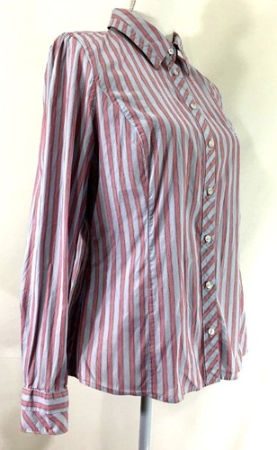 Tommy Hilfiger Damen Hemd mit Knöpfen LARGE rot blau gestreift langarm (J517) - Bild 5 von 10