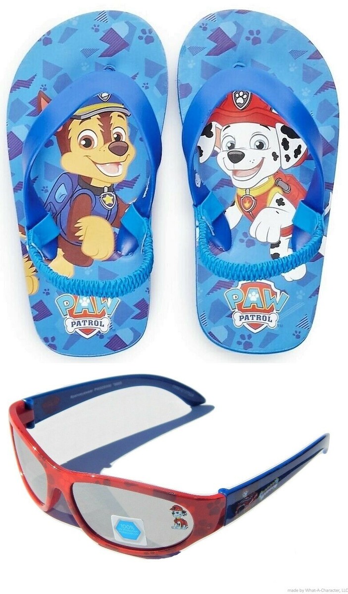 PAW PATROL MARSHALL CHASE Boys Flip Flops w/ Optional Sunglasses Beach  Sandals