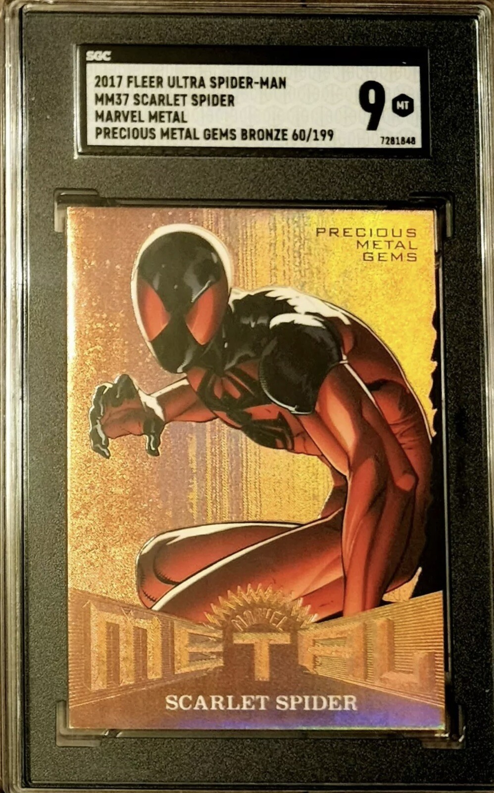 2017 Fleer Ultra Spider Man MM37 Scarlet Spider Marvel PMG Bronze /199 SGC 9