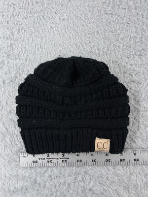 C.C Exclusive Kids Beanie Toque Youth One Size Black Knit Acrylic Ski Made Korea
