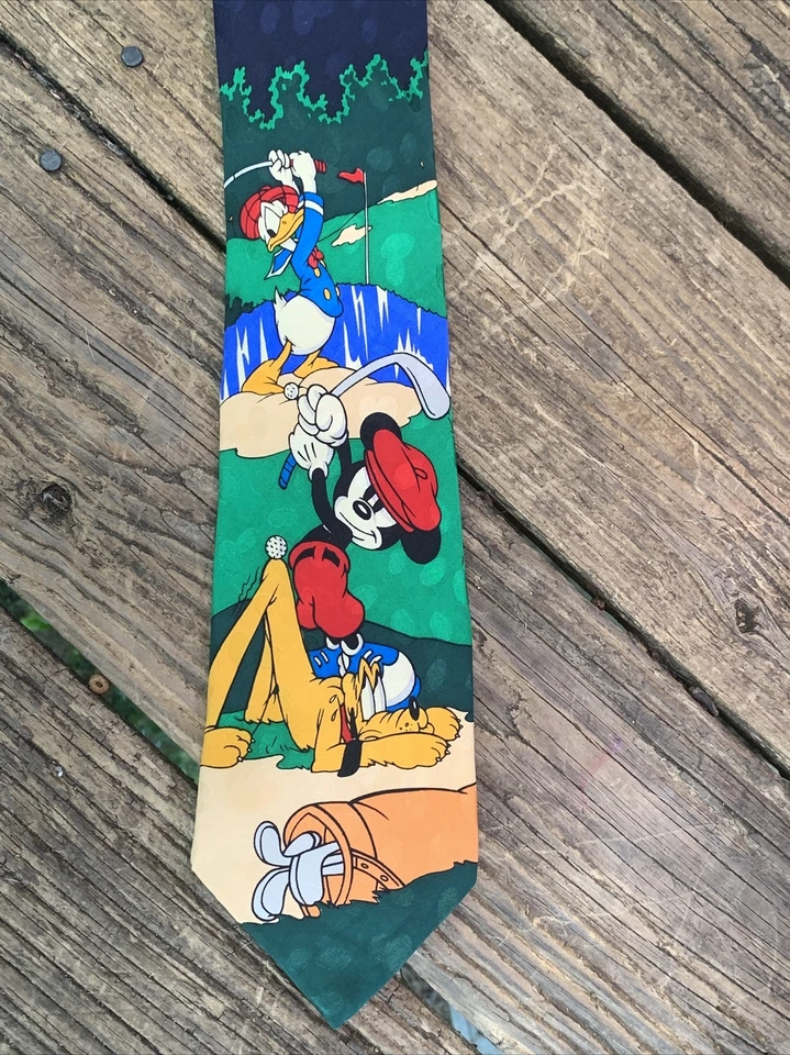 Винтажный галстук MICKEY INC Disney FORE PAR Pluto Mickey Mouse Donald Duck ❤️sj7m27 - Изображение 3 из 4