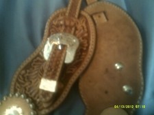 Spur Straps Show Style Buckaroo Leaf Overlay with Etched Buckles USA Made