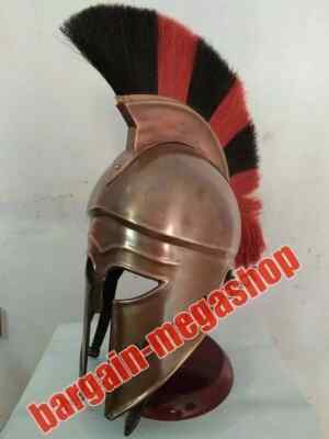 MEDIEVAL GREEK CORINTHIAN HELMET W/RED & BLACK PLUME ROMAN ARMOUR SPARTAN HELMET
