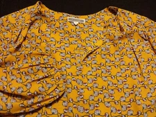 Pleione Womens Medium Shirt 3/4 Sleeve Multicolor Geometric V-Neck Polyester